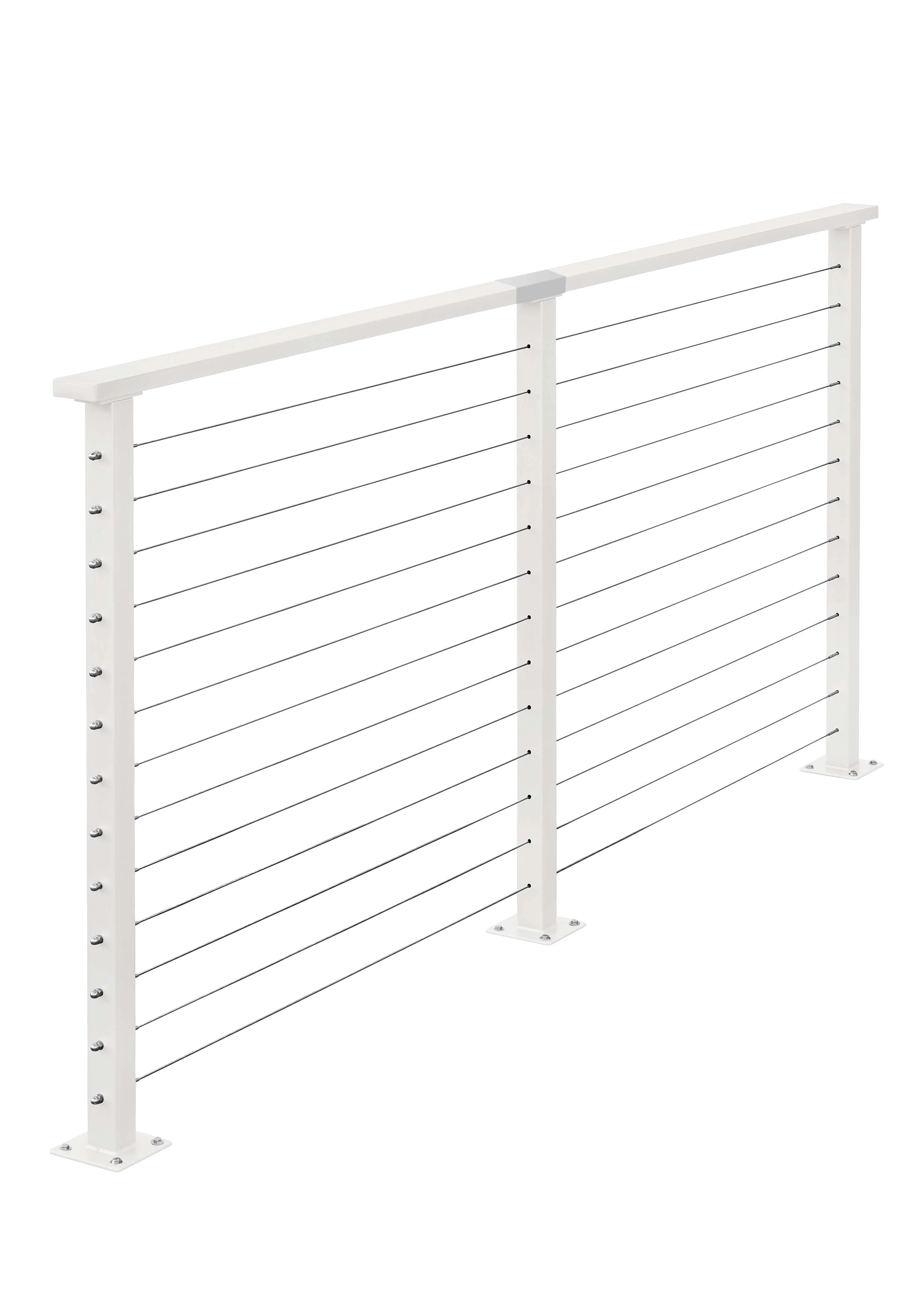 12 ft. Deck Cable Railing, 42 in. Base Mount, White , Stainless - Image 2