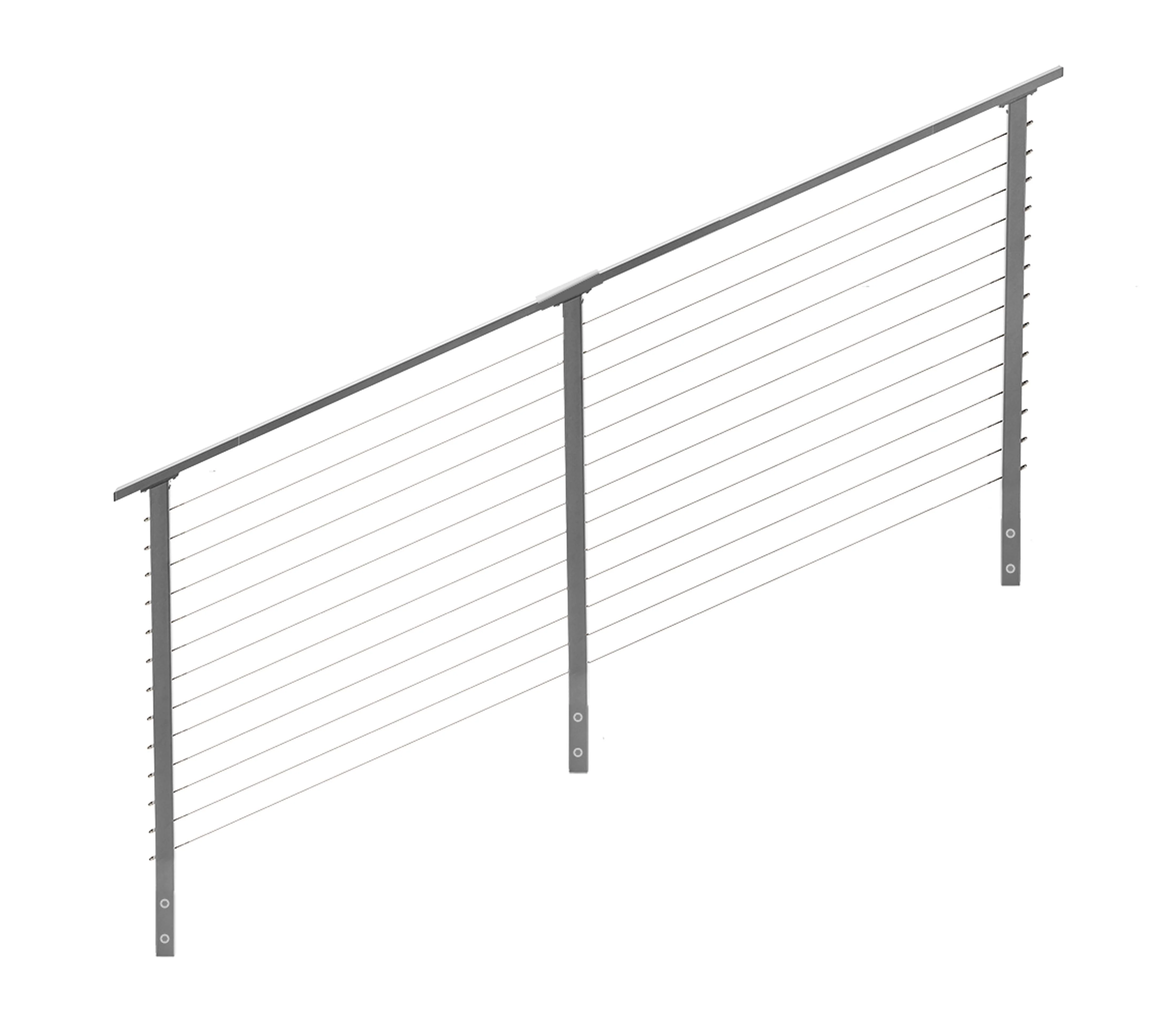 12 ft. Stair Cable Railing, 42 in. Face Mount, Grey , Stainless
