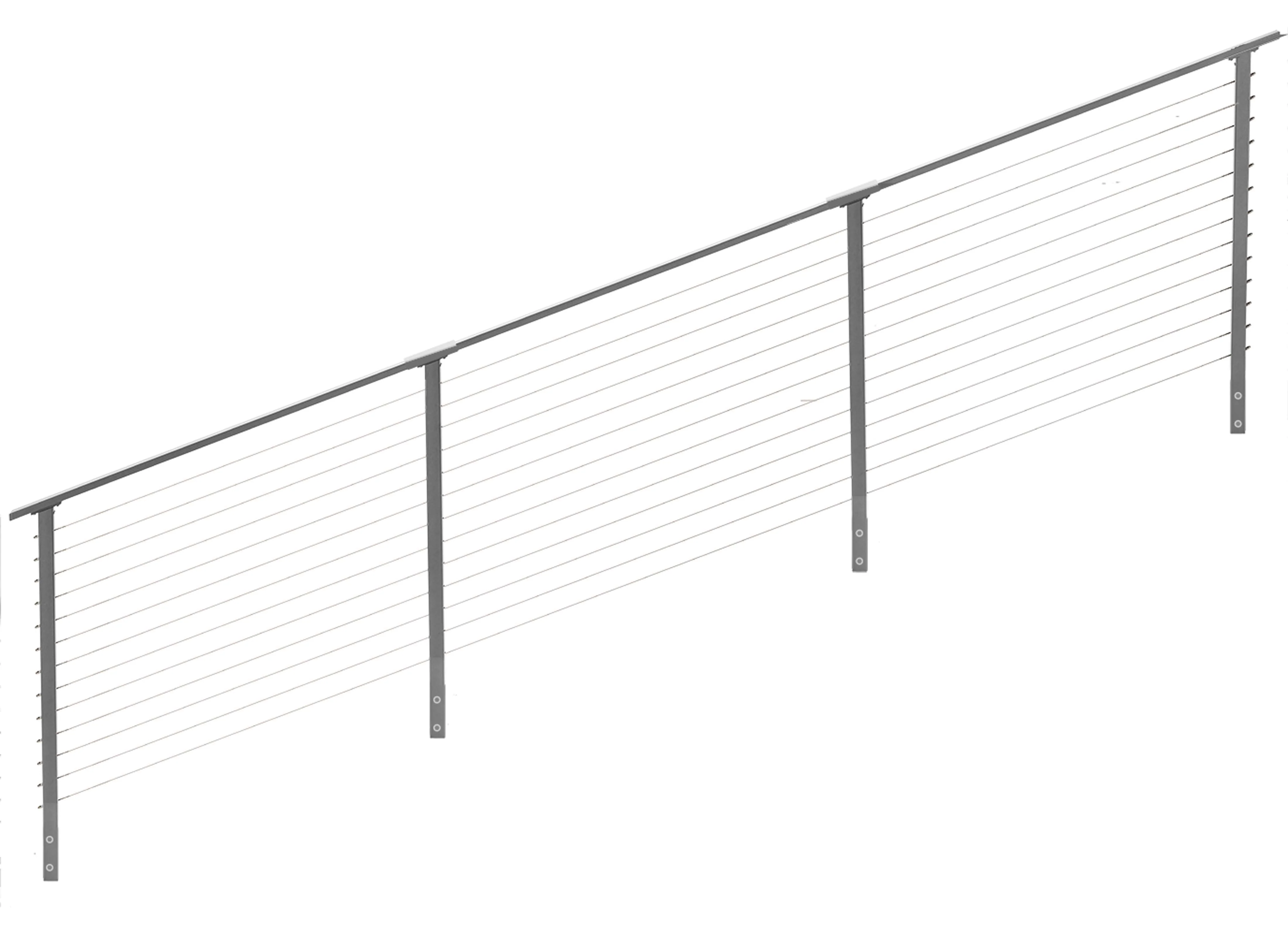 13 ft. Stair Cable Railing, 42 in. Face Mount, Grey , Stainless