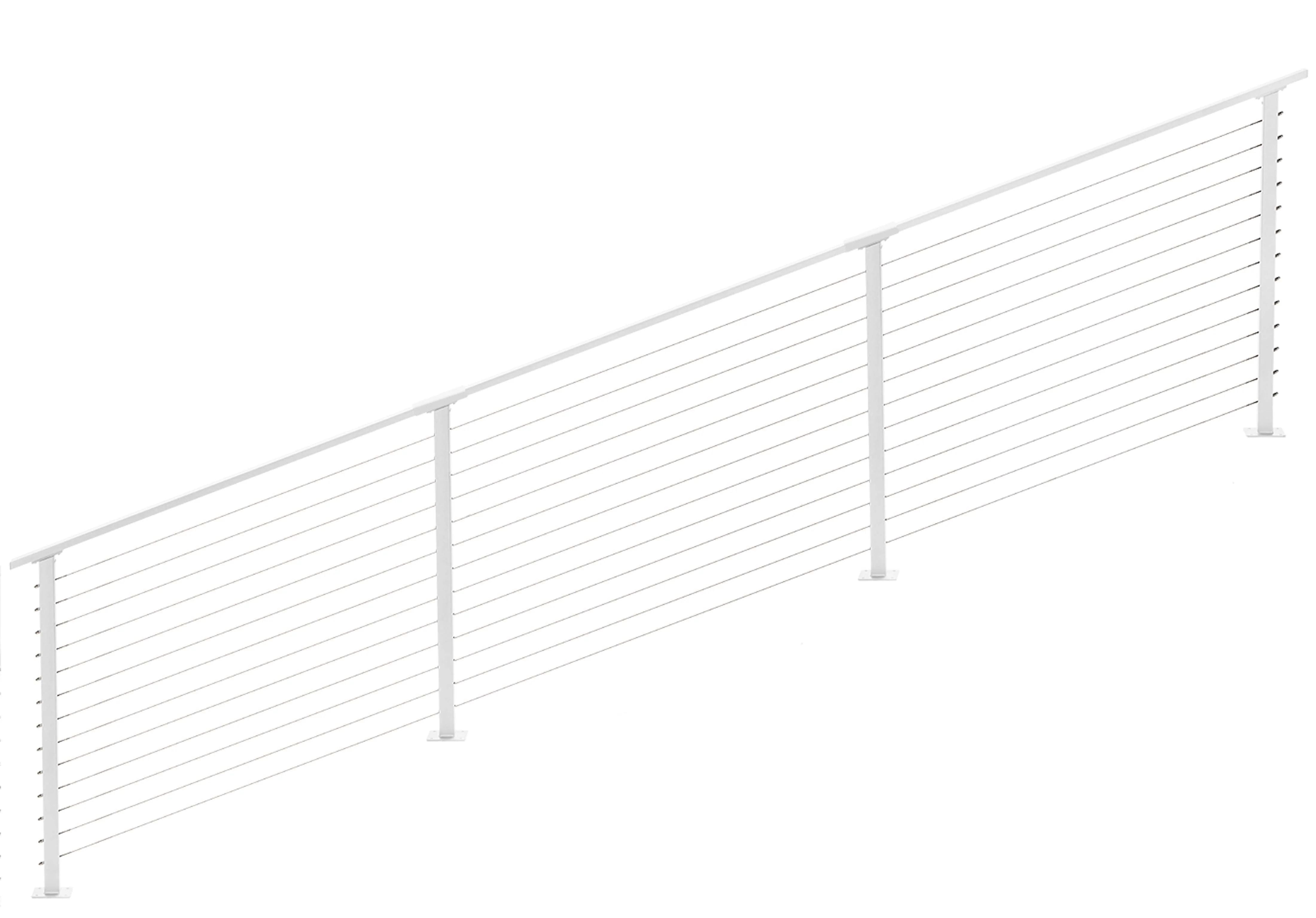 14 ft. Stair Cable Railing, 42 in. Base Mount, White , Stainless