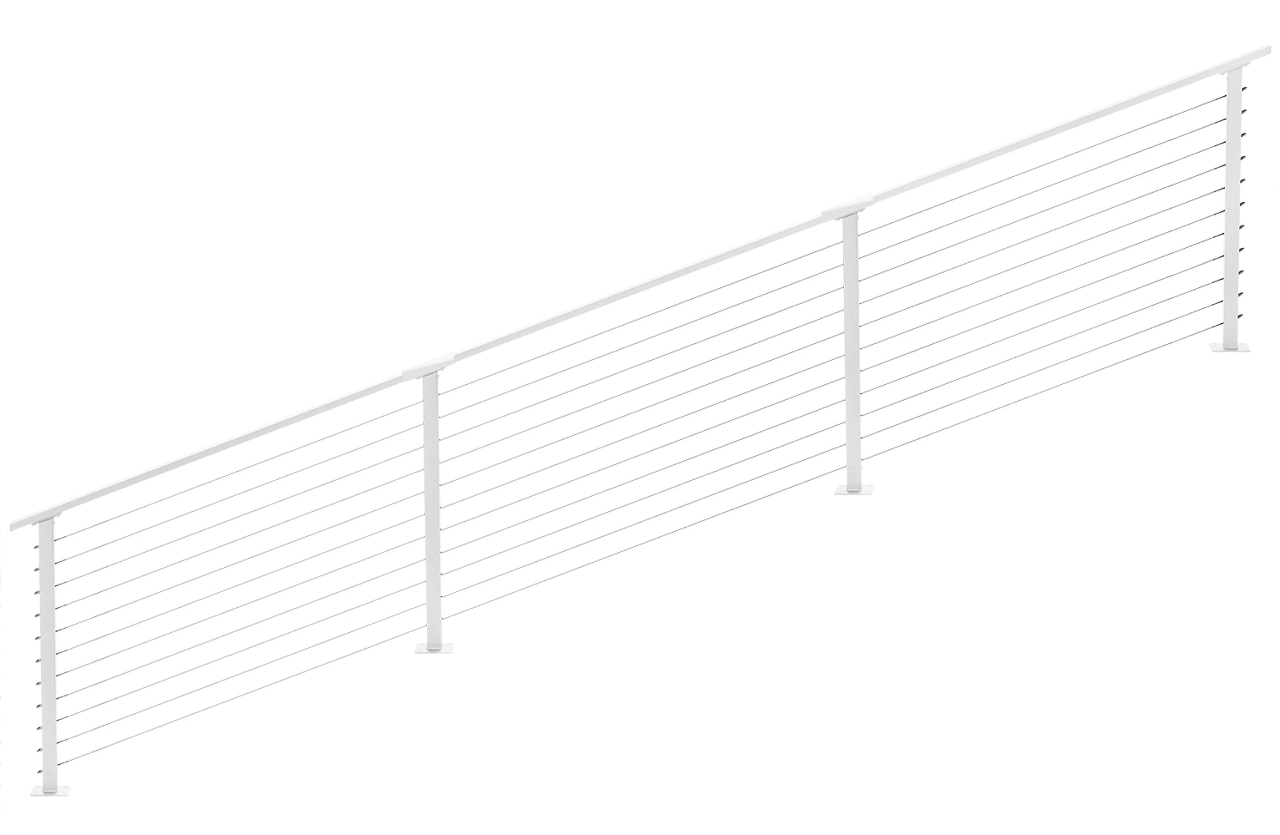 15 ft. Stair Cable Railing, 36 in. Base Mount, White , Stainless