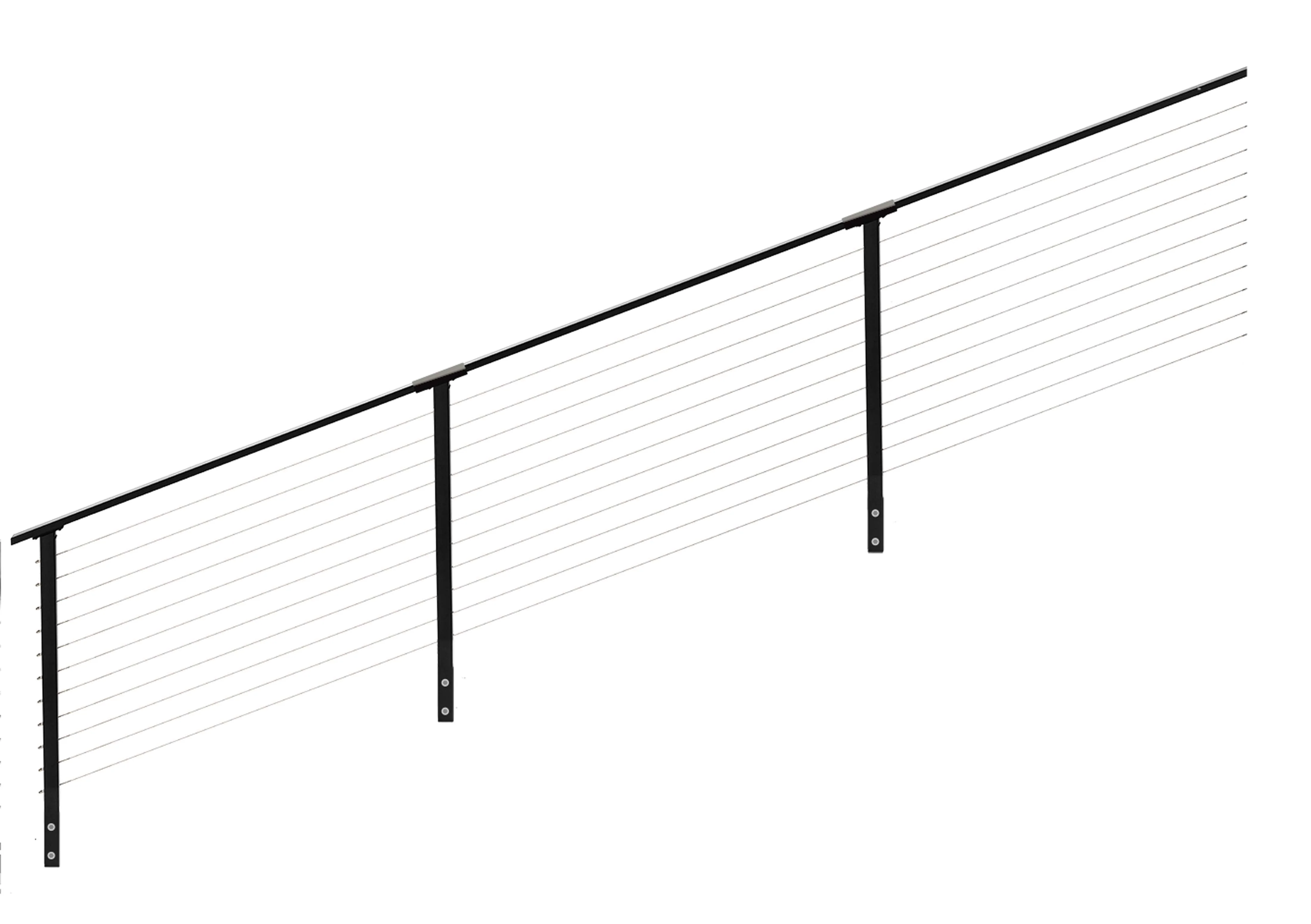 22 ft. Stair Cable Railing, 36 in. Face Mount, Black