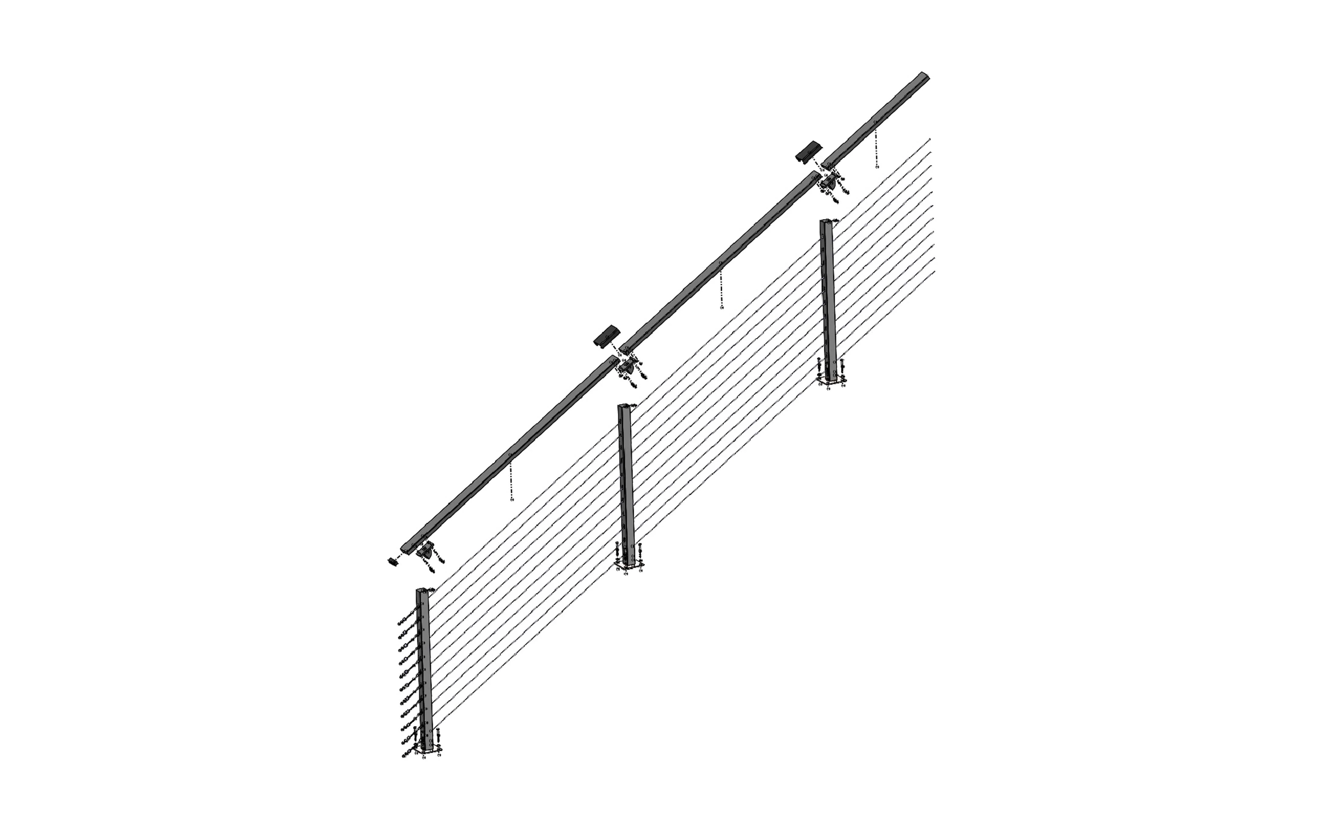 22 ft. Stair Cable Railing: 42 in. Base Mount: Bronze , Stainless - Image 2