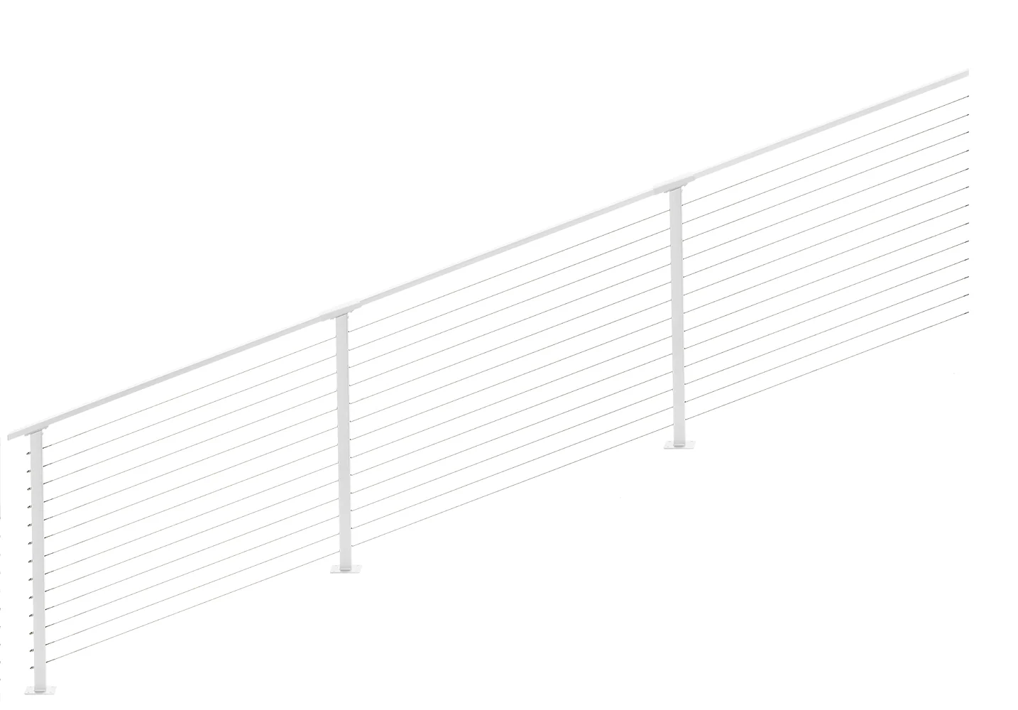 22 ft. Stair Cable Railing, 42 in. Base Mount, White