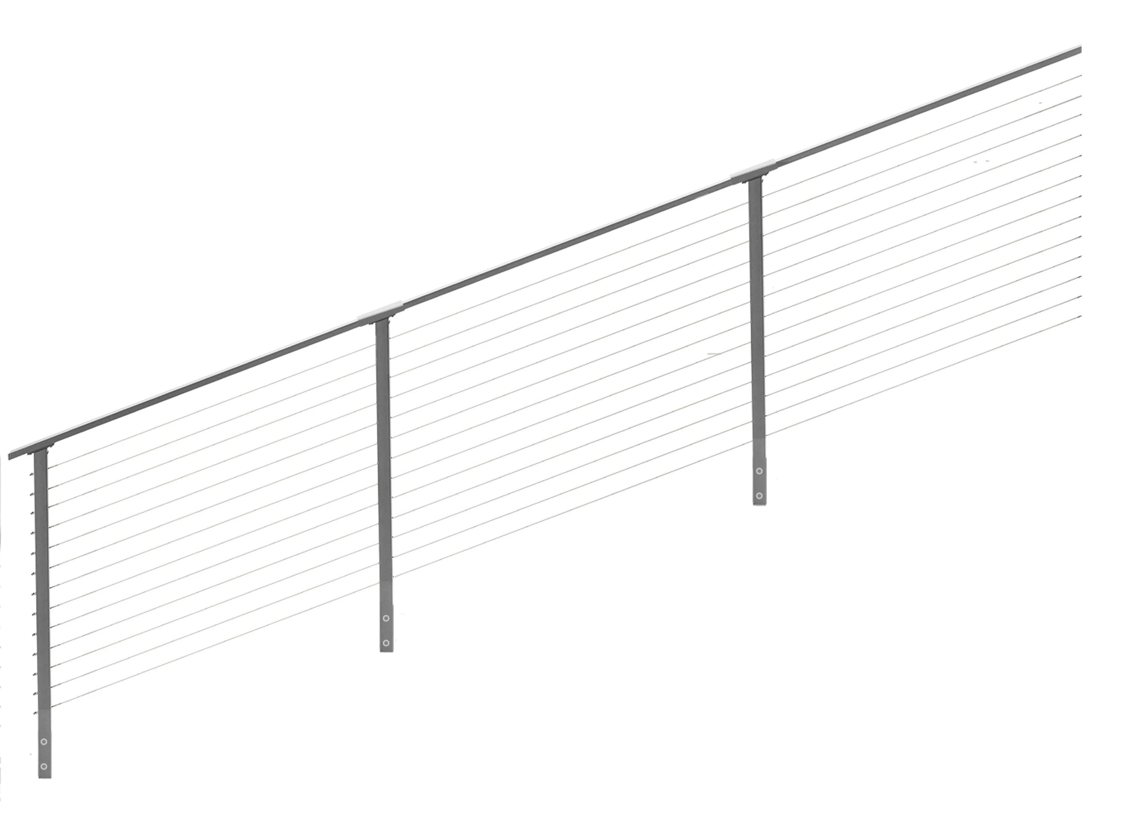 27 ft. Stair Cable Railing, 42 in. Face Mount, Grey , Stainless