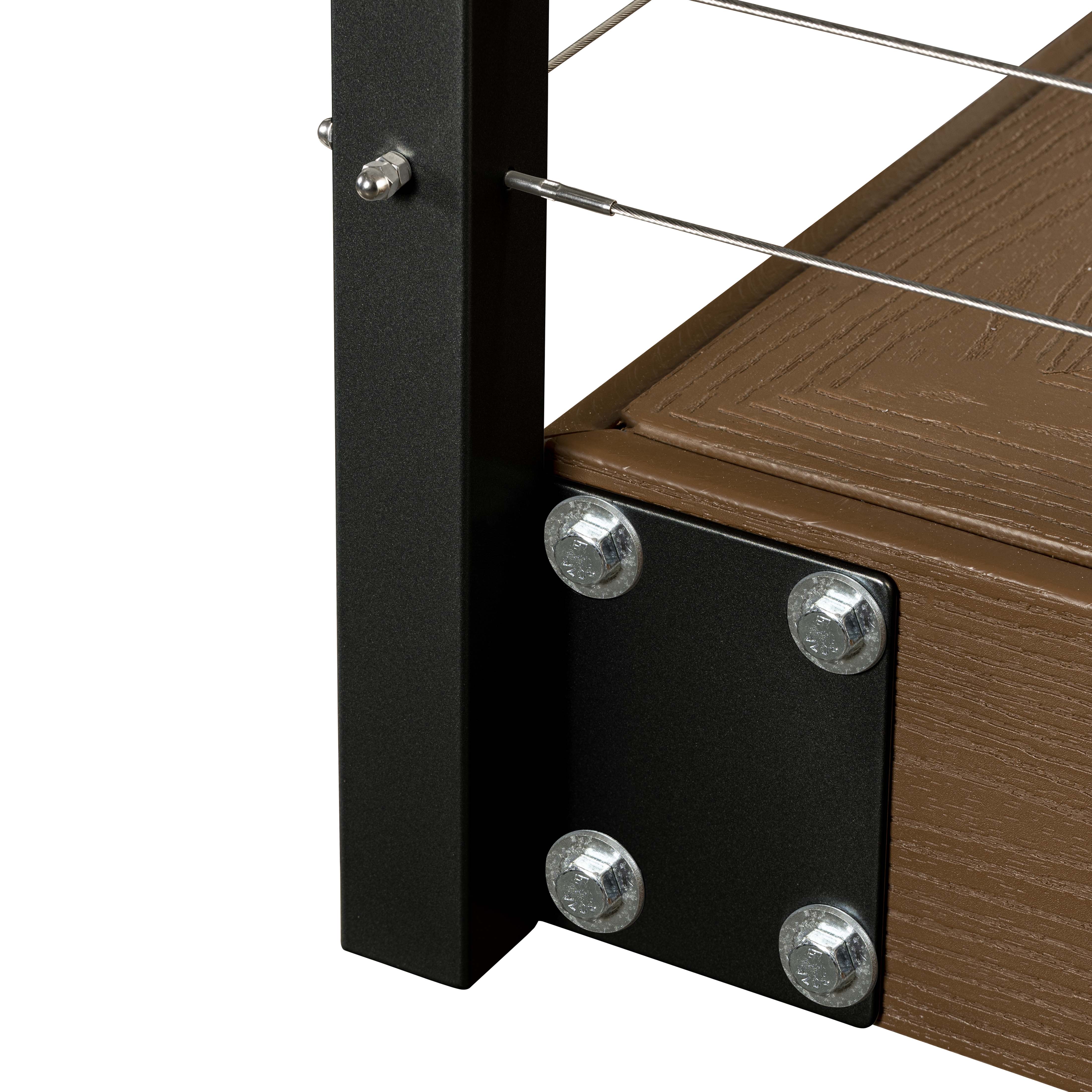 42", Fascia Mount, Corner, Stainless Post, Black - Image 2