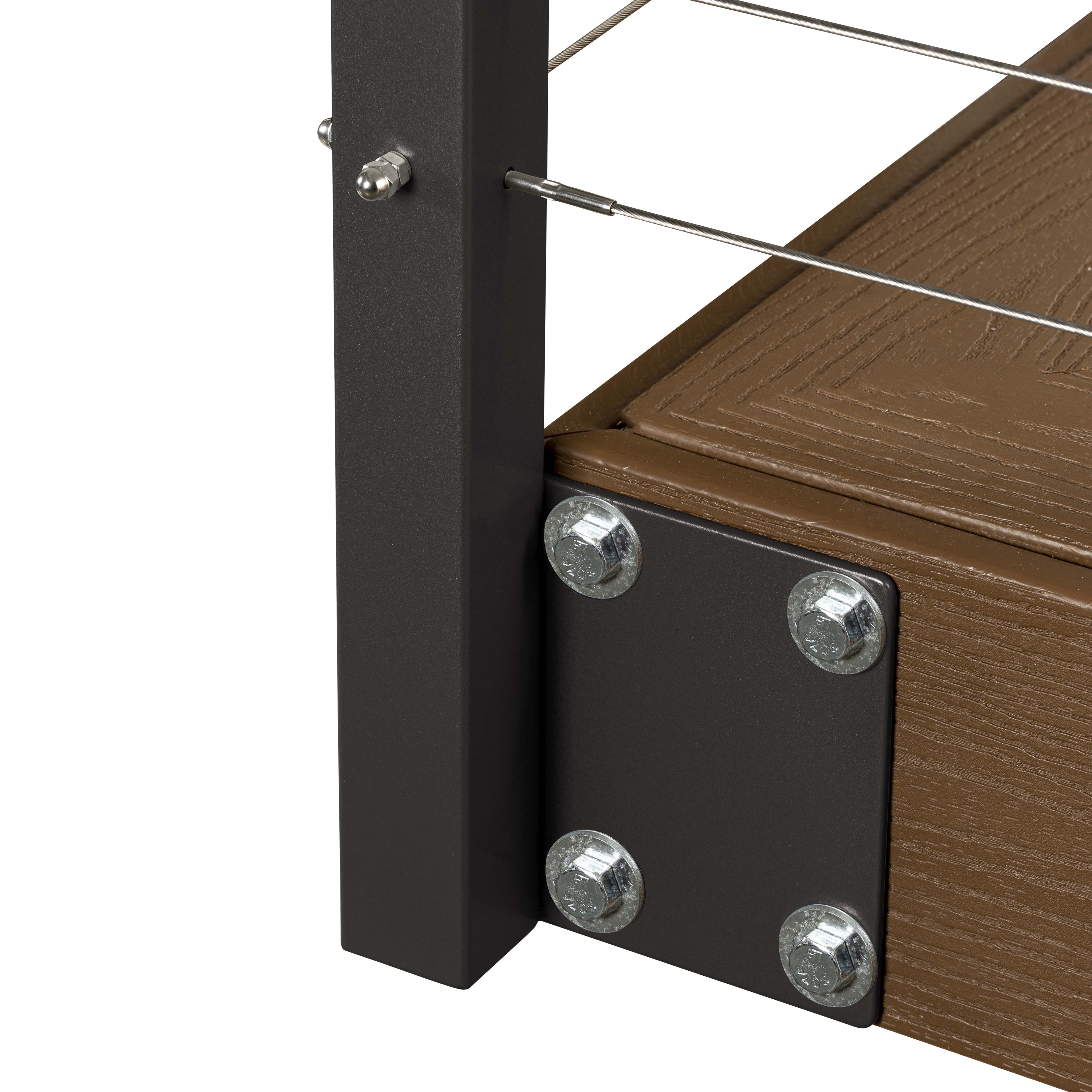 42", Fascia Mount, Corner, Stainless Post, Bronze - Image 2