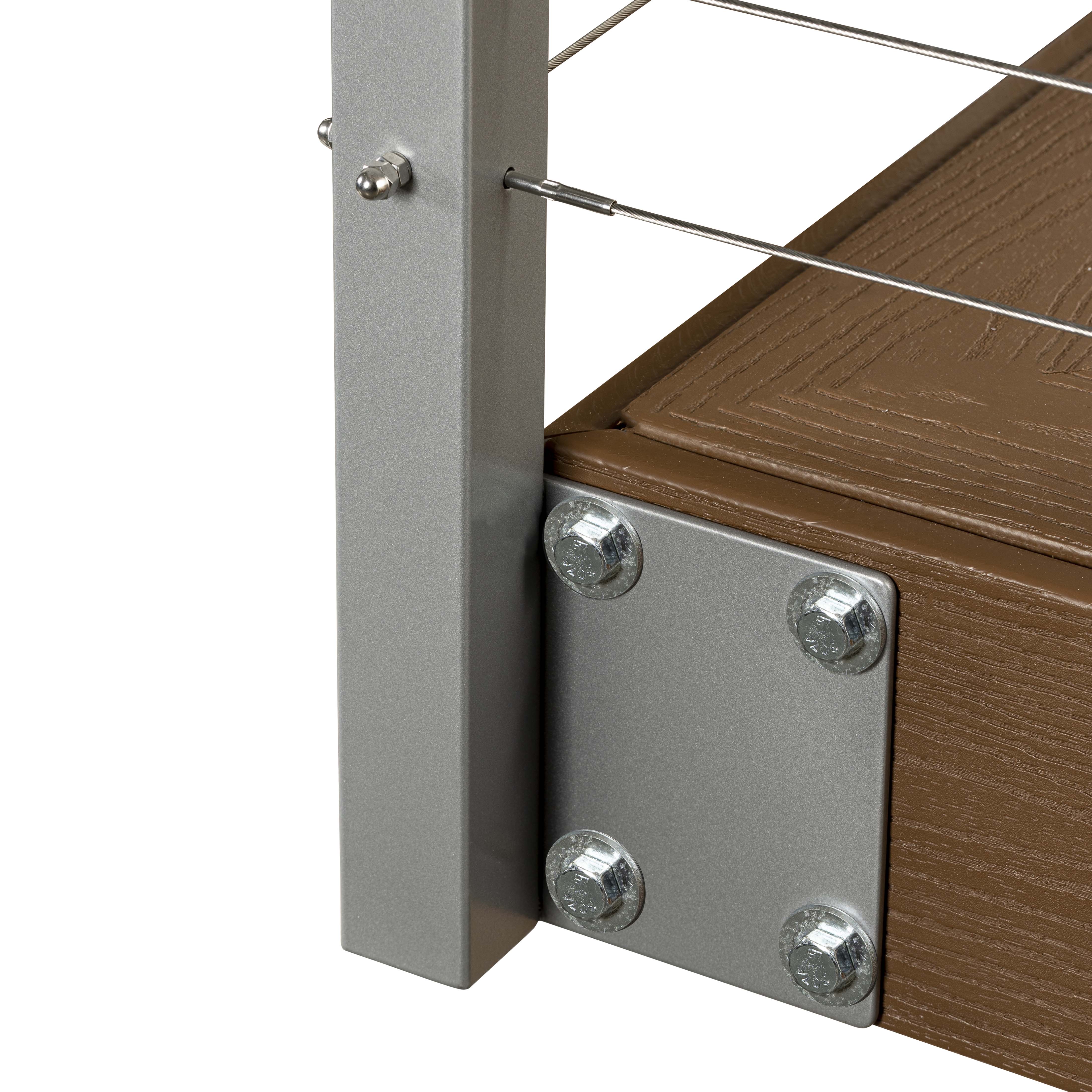 42", Fascia Mount, Corner, Stainless Post, Grey - Image 2
