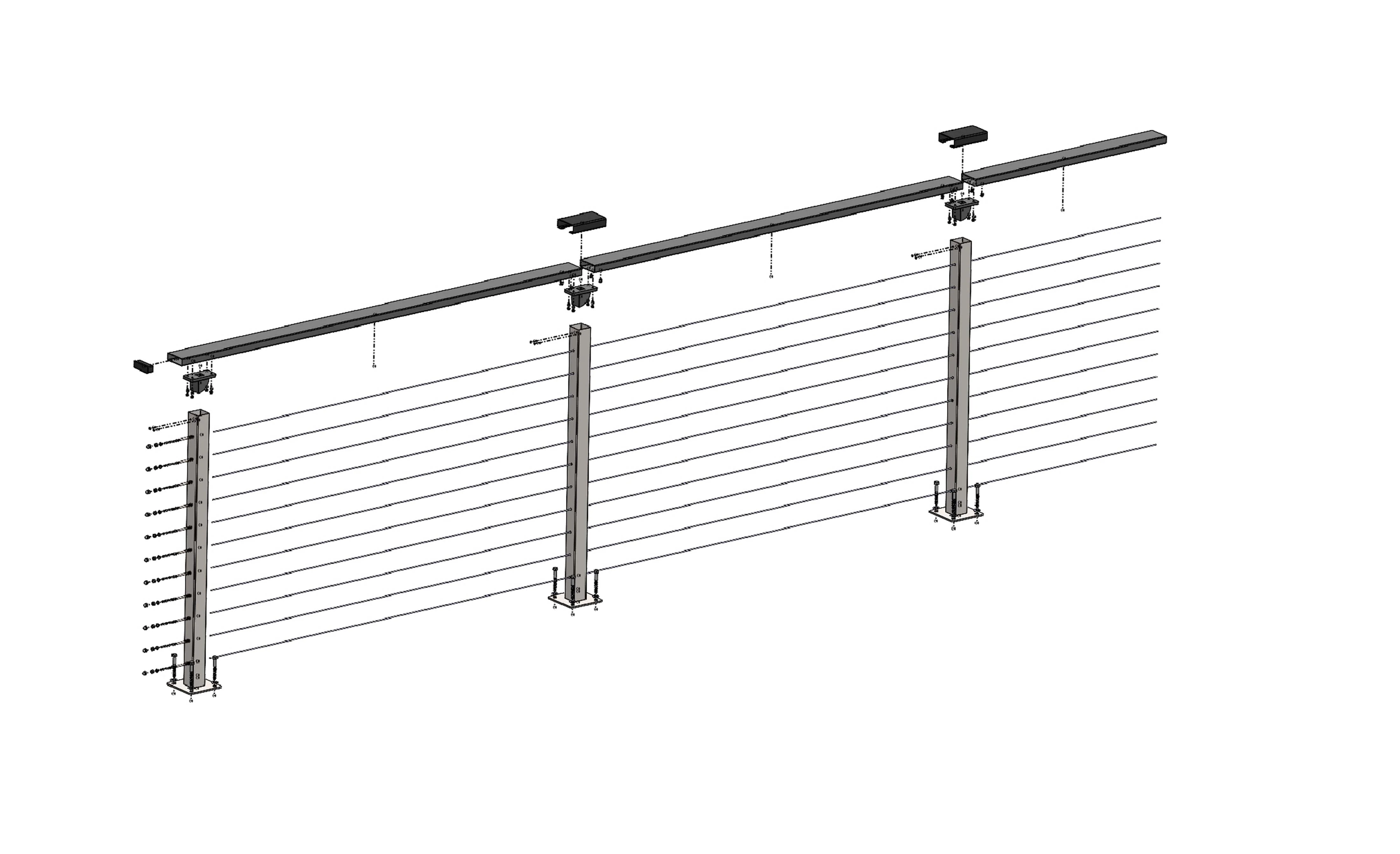 49 ft. Deck Cable Railing, 42 in. Base Mount, Black , Stainless - Image 2