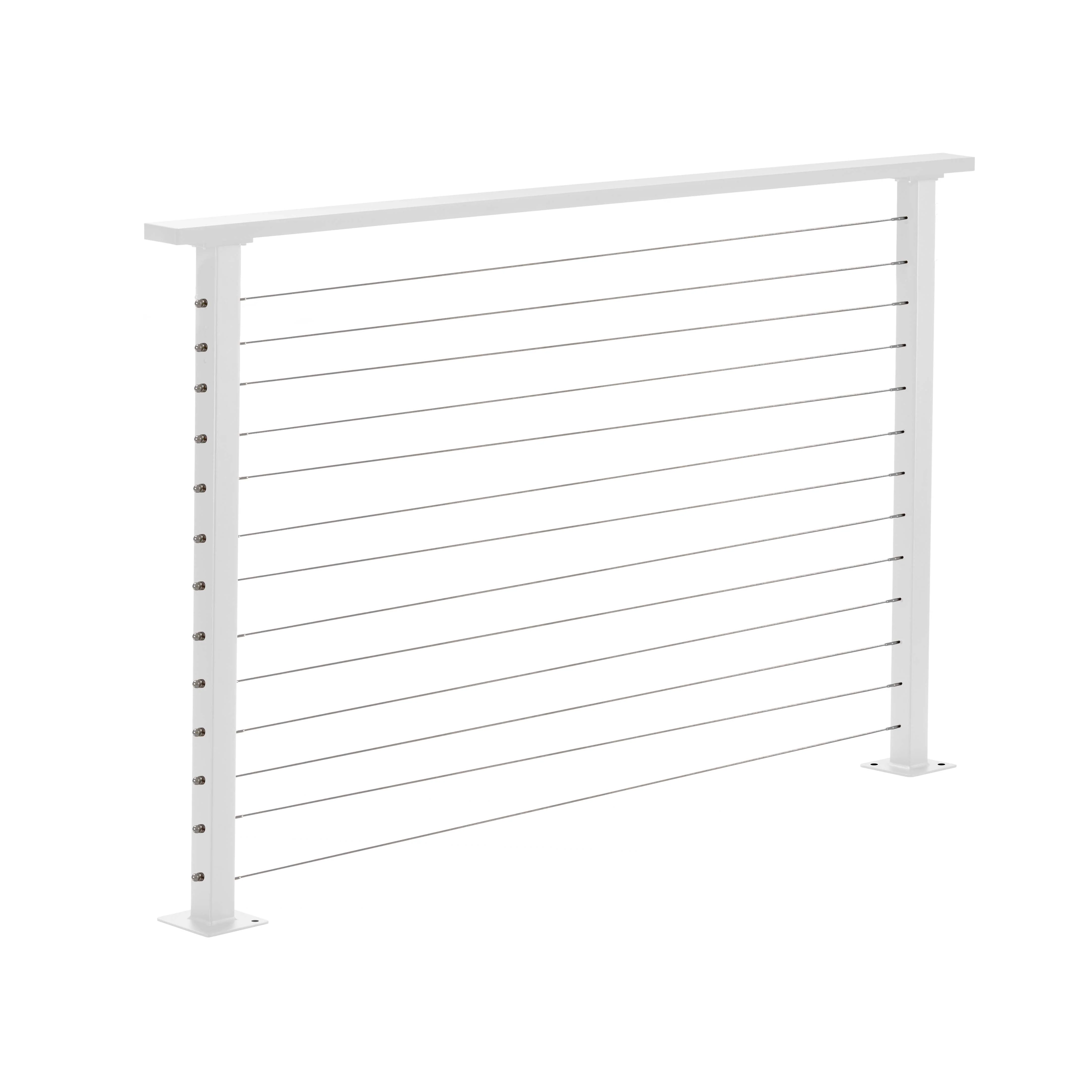 6 ft. Deck Cable Railing, 42 in. Base Mount, White , Stainless - Image 2