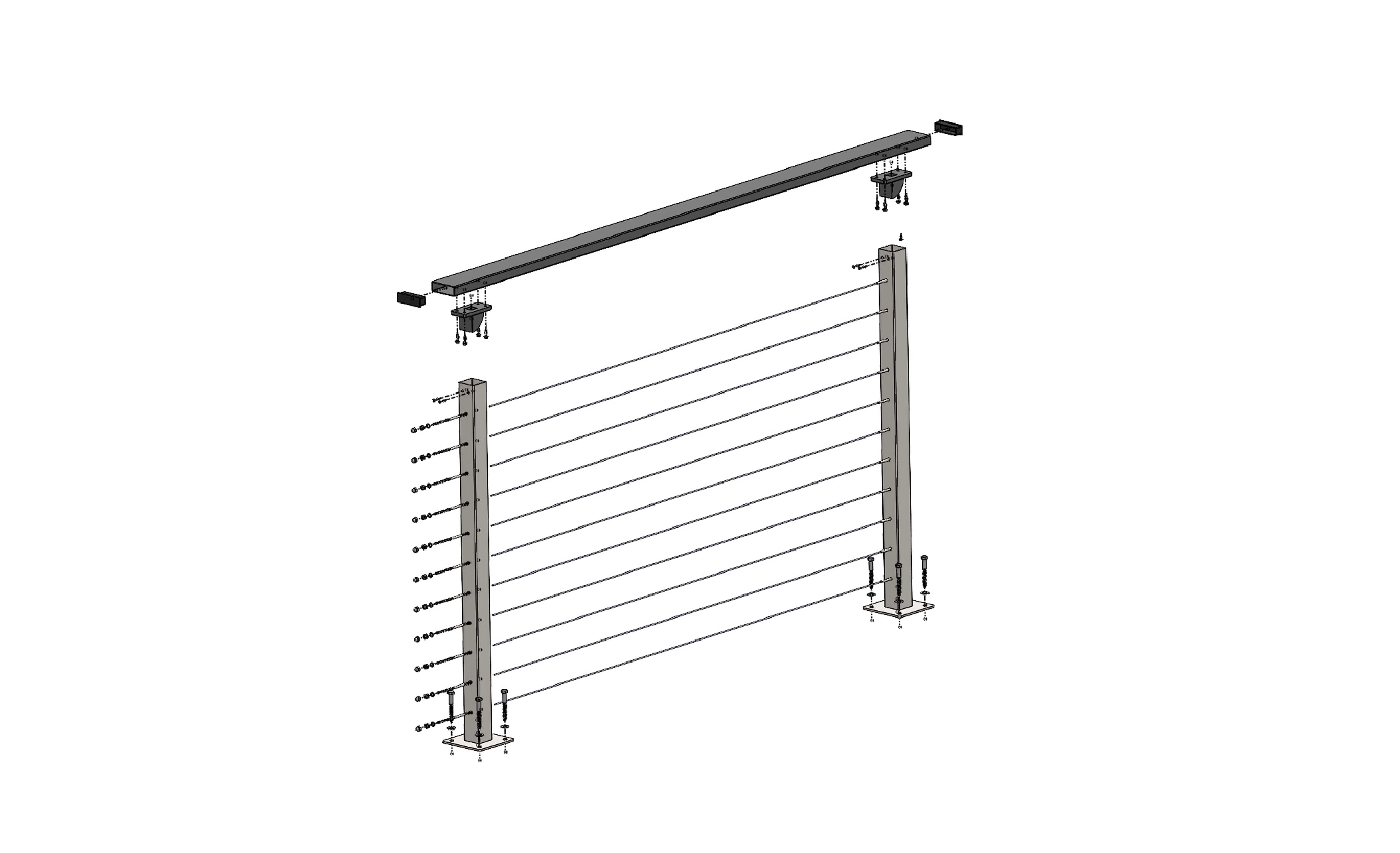 6 ft. Deck Cable Railing, 42 in. Face Mount in Bronze - Image 11