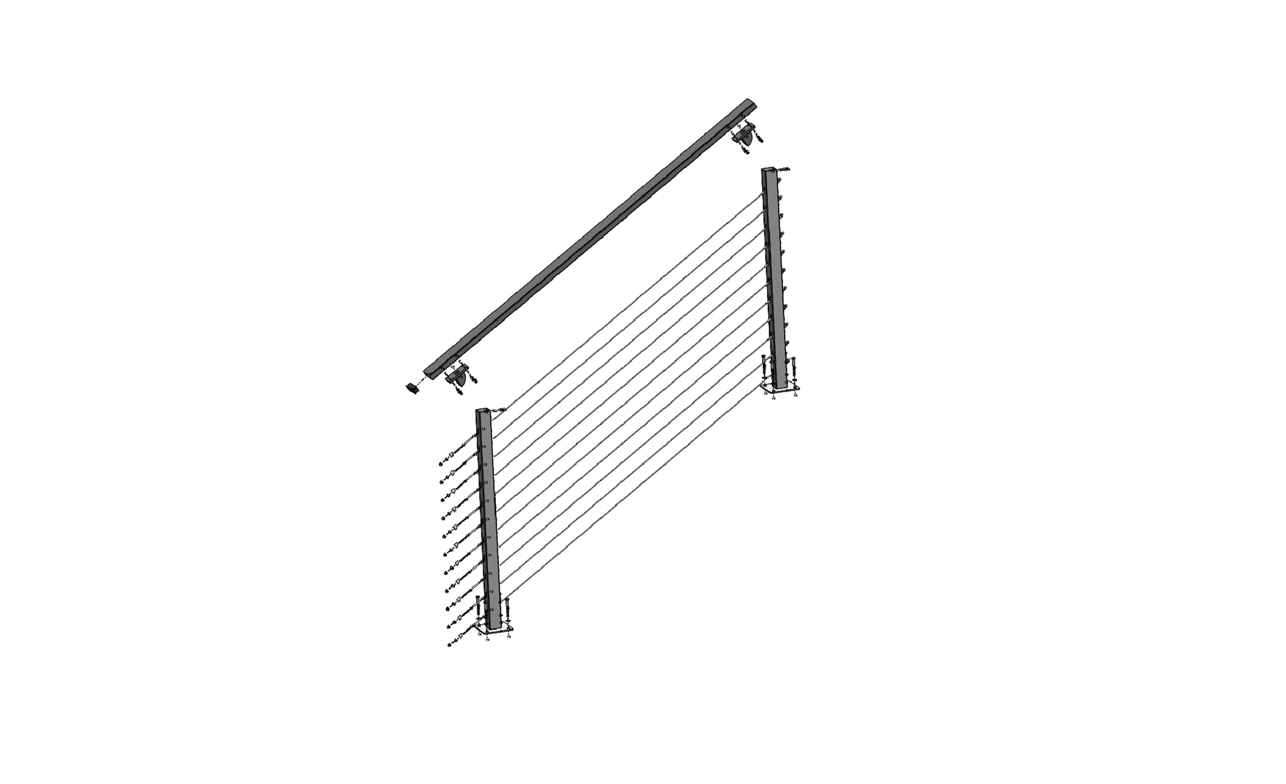 6 ft. Stair Cable Railing, 42 in. Base Mount, Bronze , Stainless - Image 2