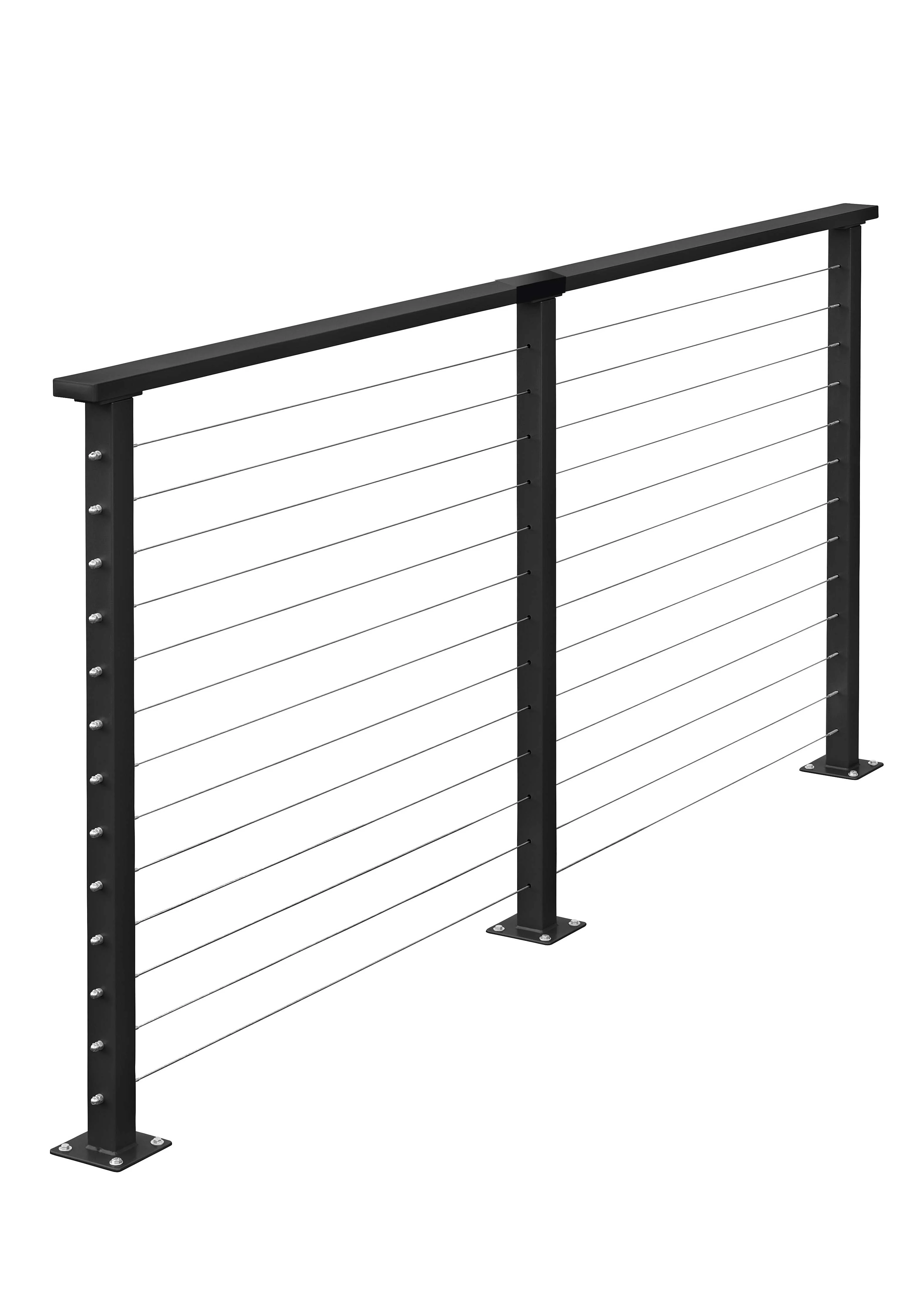 7 ft. Deck Cable Railing, 42 in. Base Mount, Black , Stainless - Image 2