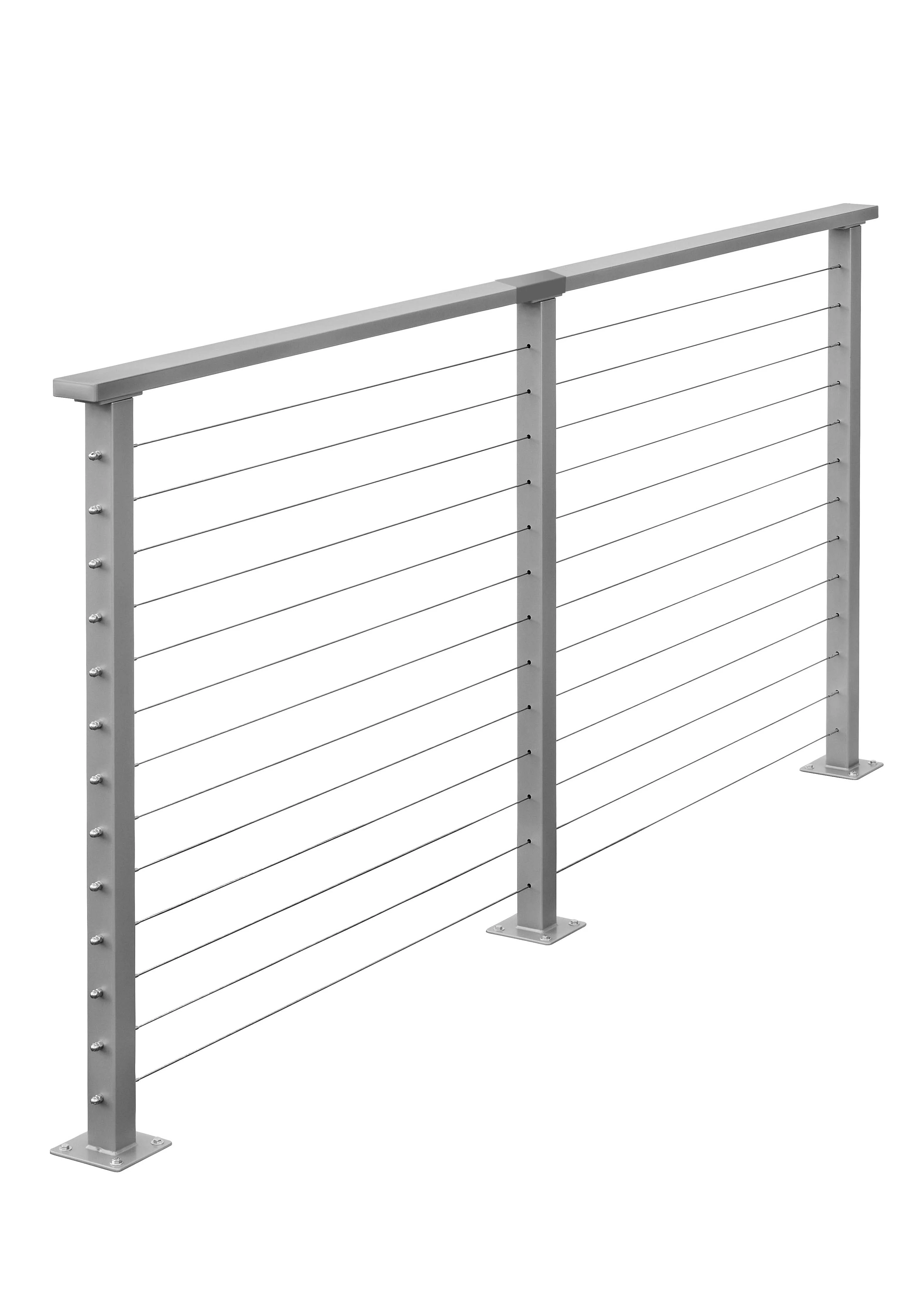 7 ft. Deck Cable Railing, 42 in. Base Mount, Grey , Stainless - Image 2