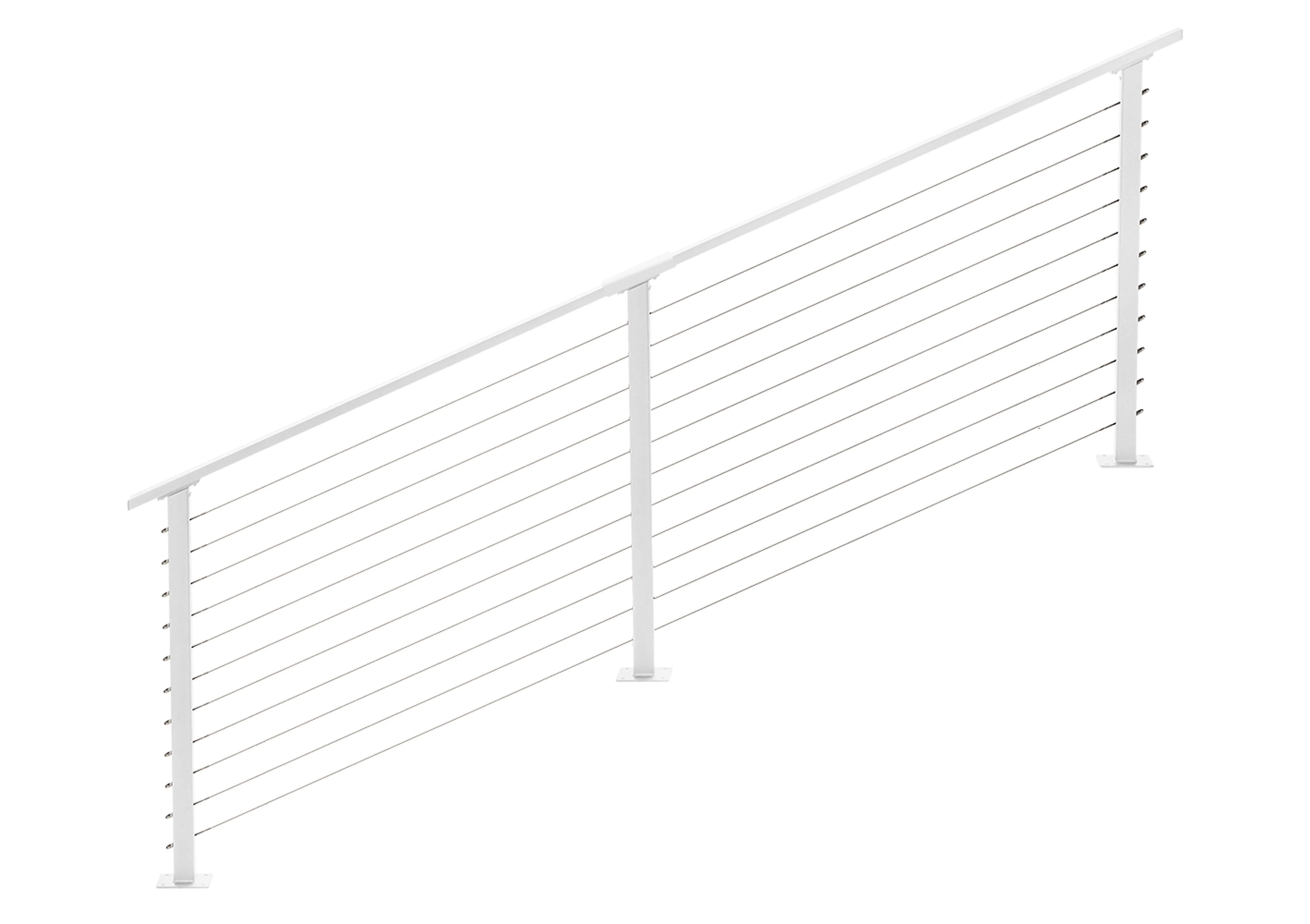 7 ft. Stair Cable Railing, 36 in. Base Mount in White , Stainless