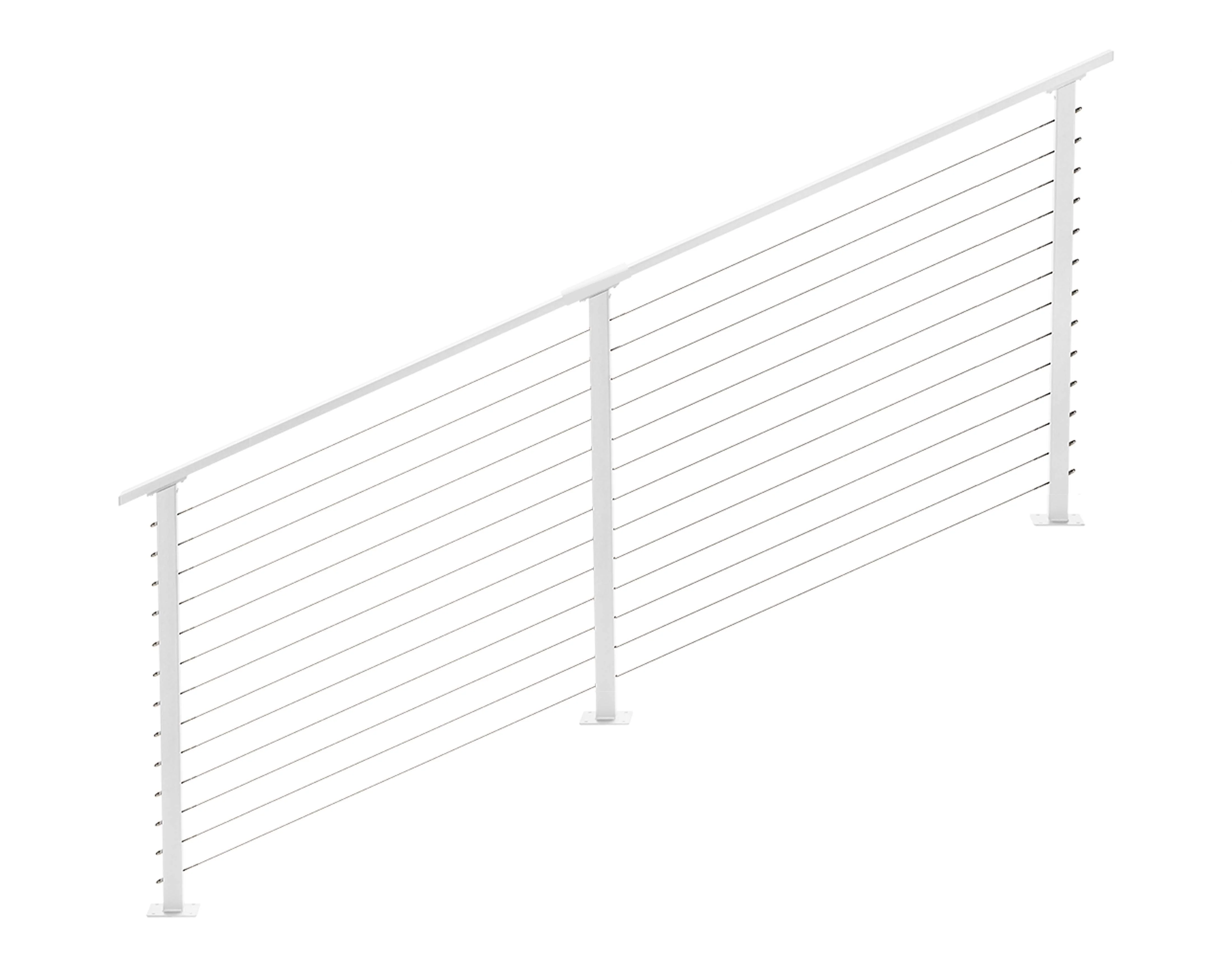 7 ft. Stair Cable Railing, 42 in. Base Mount, White , Stainless