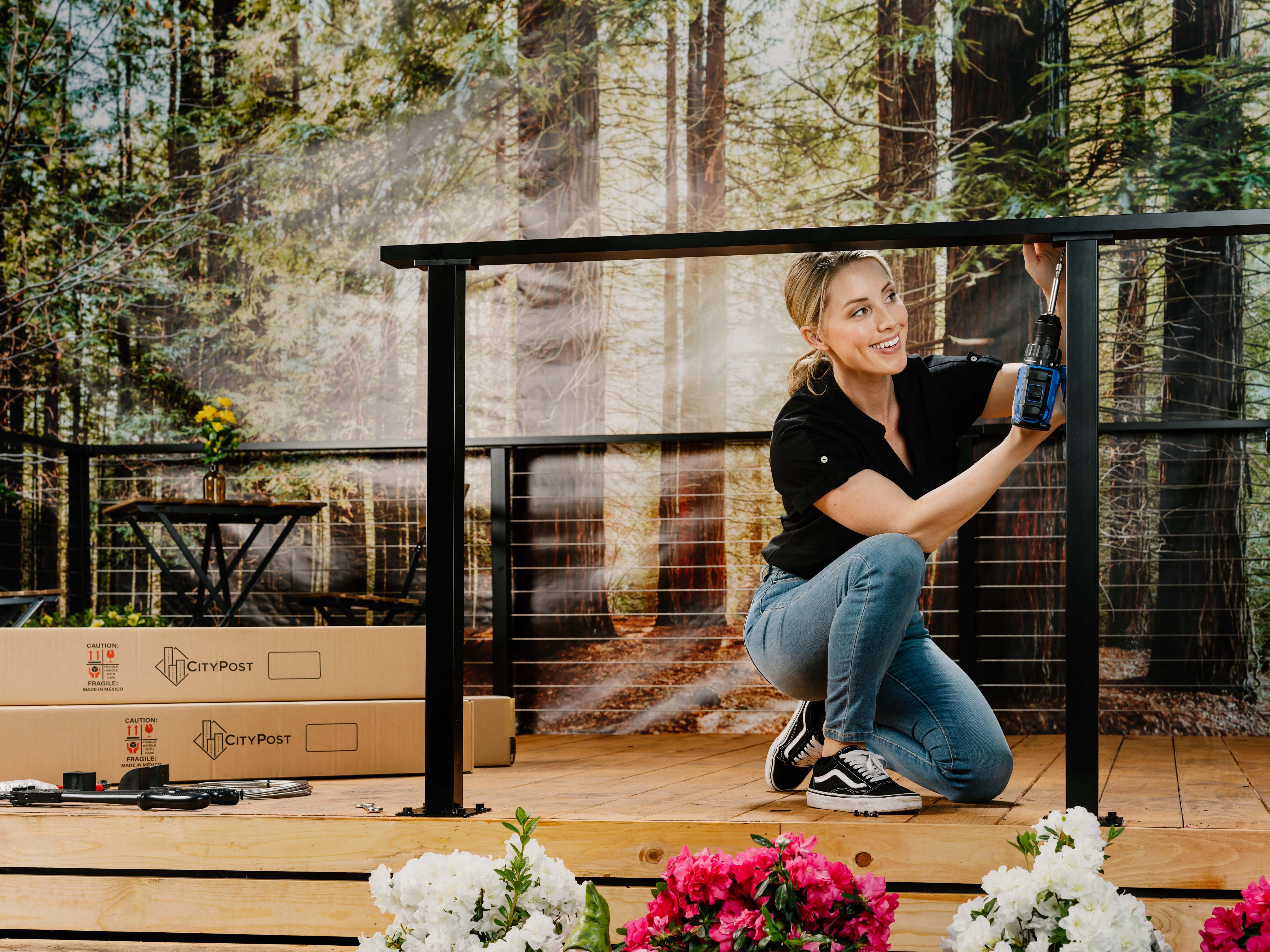 71 ft. x 42 in. White Deck Cable Railing, Base Mount - Image 5