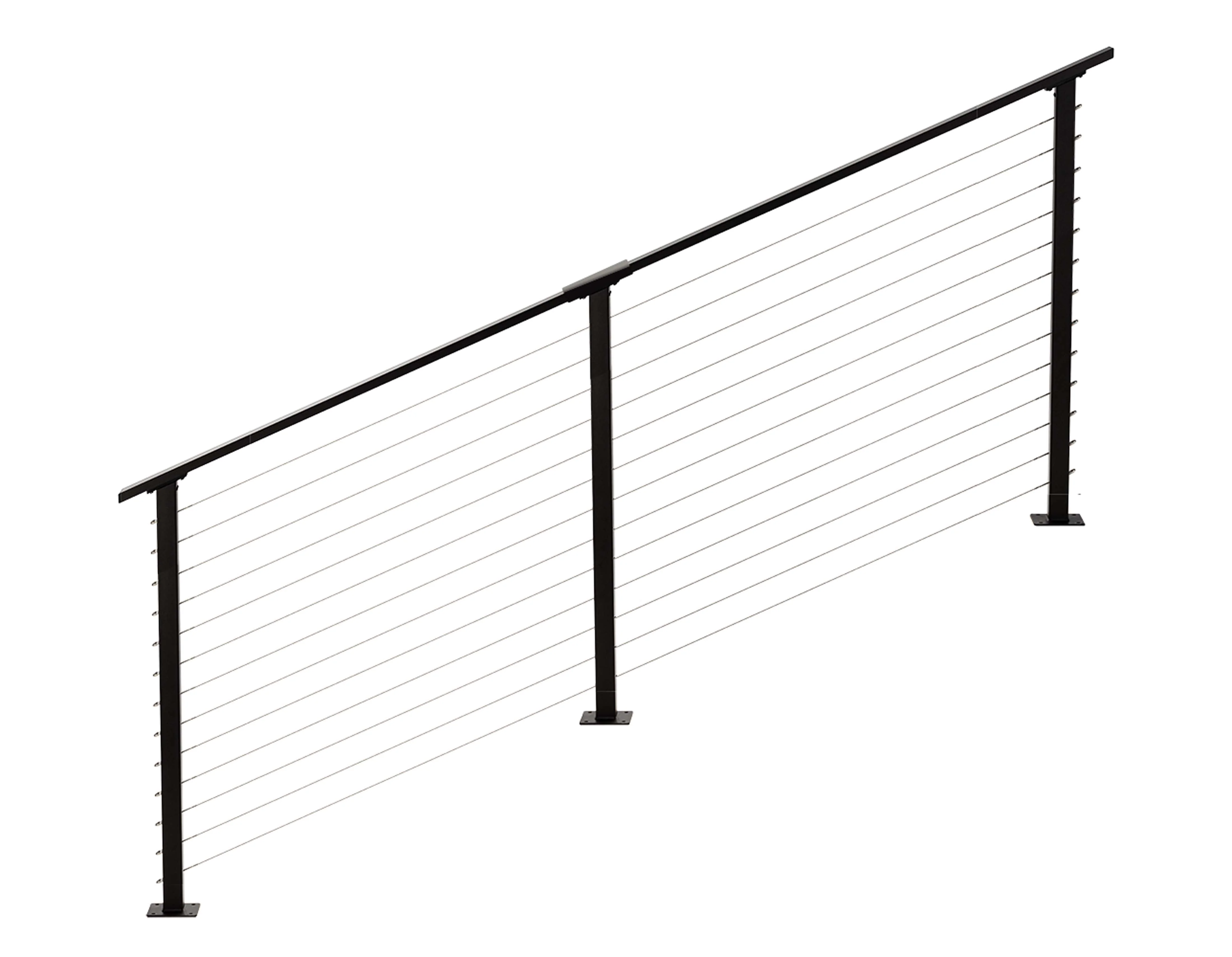 8 ft. Stair Cable Railing, 42 in. Base Mount, Black , Stainless
